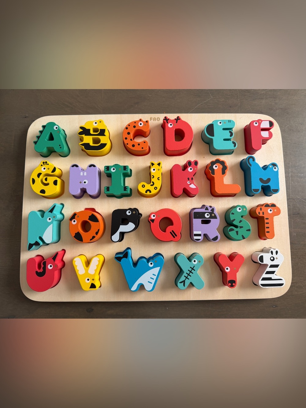 Fao Schwarz Colorful Animal Alphabet Puzzle for Kids Early Learning
